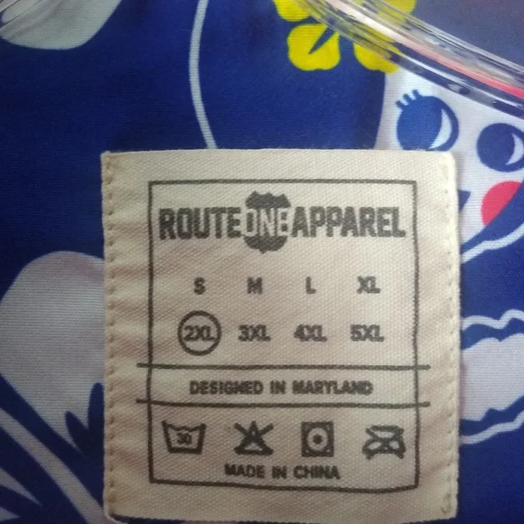 UTZ Original Chips Mascot Hawaiian Floral Button Down Shirt Blue & Red Mens 2XL - Picture 3 of 4